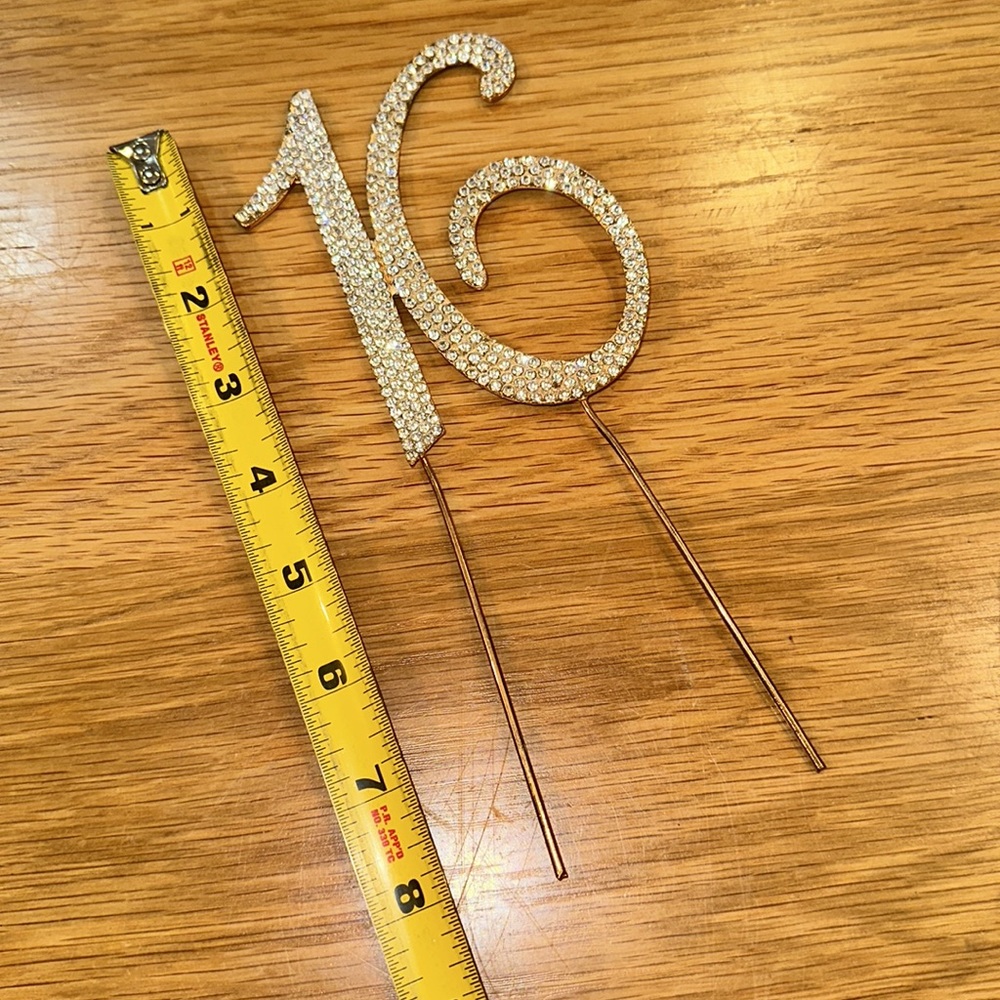 Monogram Cake Toppers - Gold Rhinestone - 16 - Picture 8 of 14